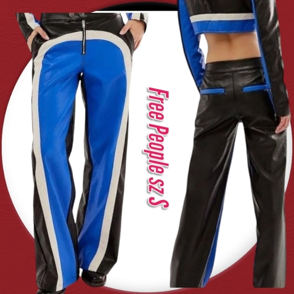 New Free People straight fit vegan Leather Pants sz S - Picture 2 of 14